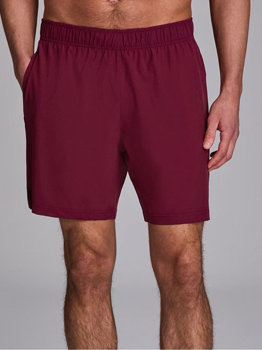 RBX Men's Athletic Elastic-Waist Shorts in Burgundy